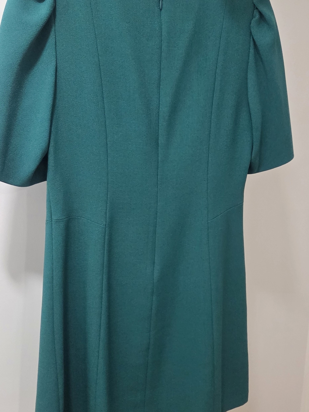 Eliza J Teal Puff-Sleeve Midi Shift Emerald Green Dress - Picture 3 of 4